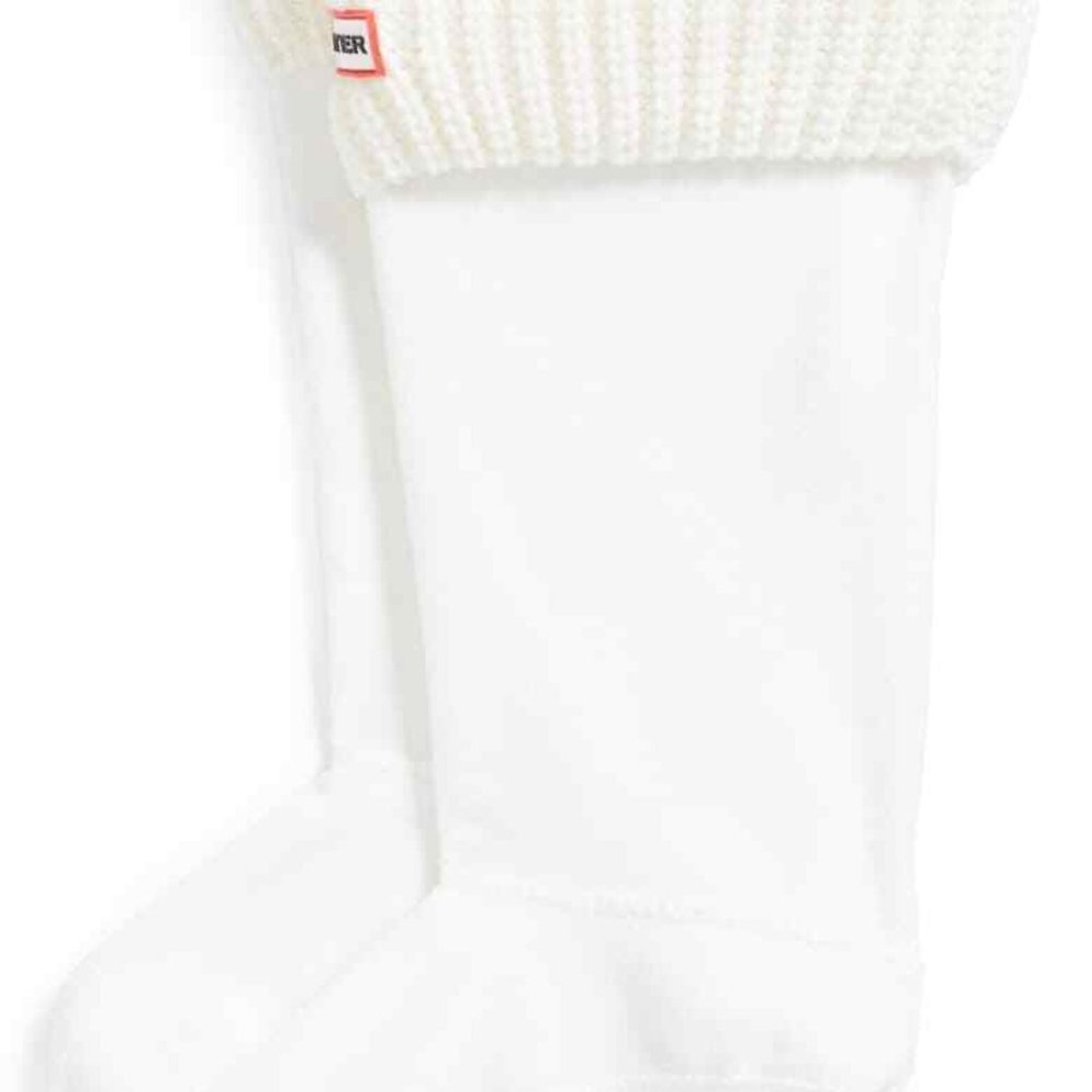 Hunter Cardigan Knit Cuff Welly Socks White L